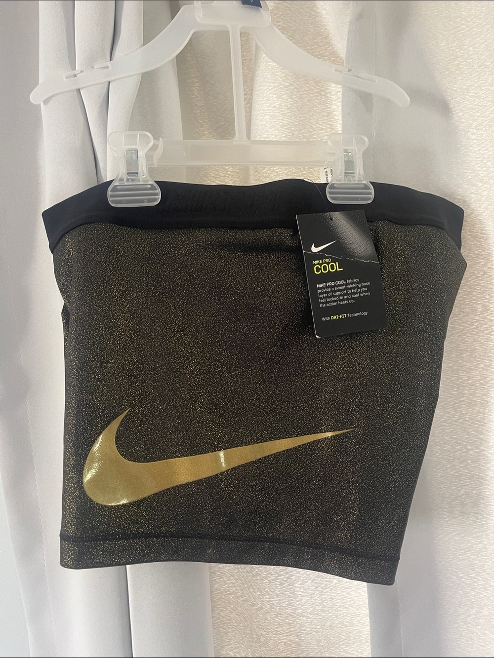 BRAND NEW WITH TAGS Nike Pro 3 inch shorts gold shimmer